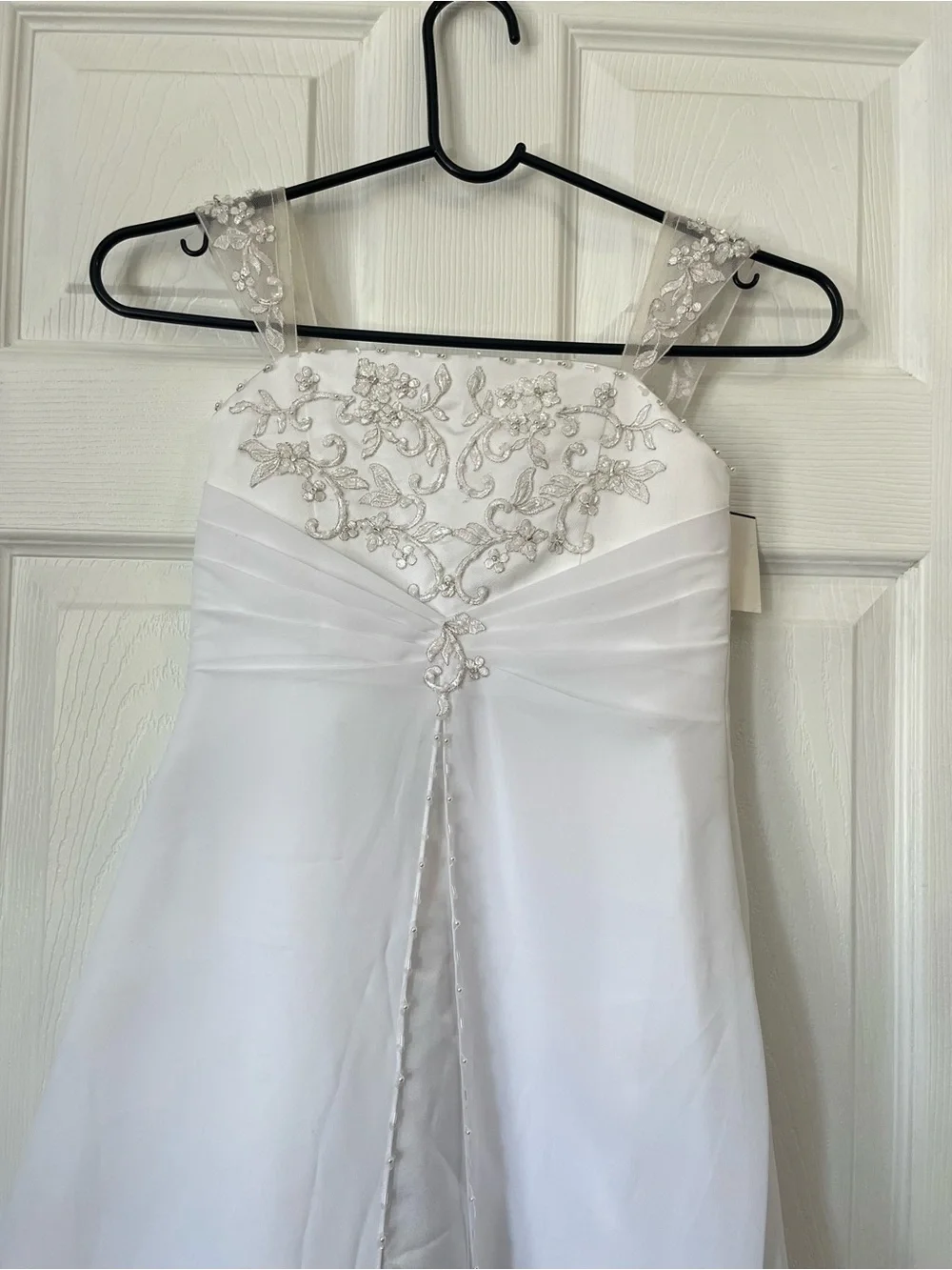 David bridal White Beaded floral A-Line Girl maxi Dress size 6 - Picture 3 of 7